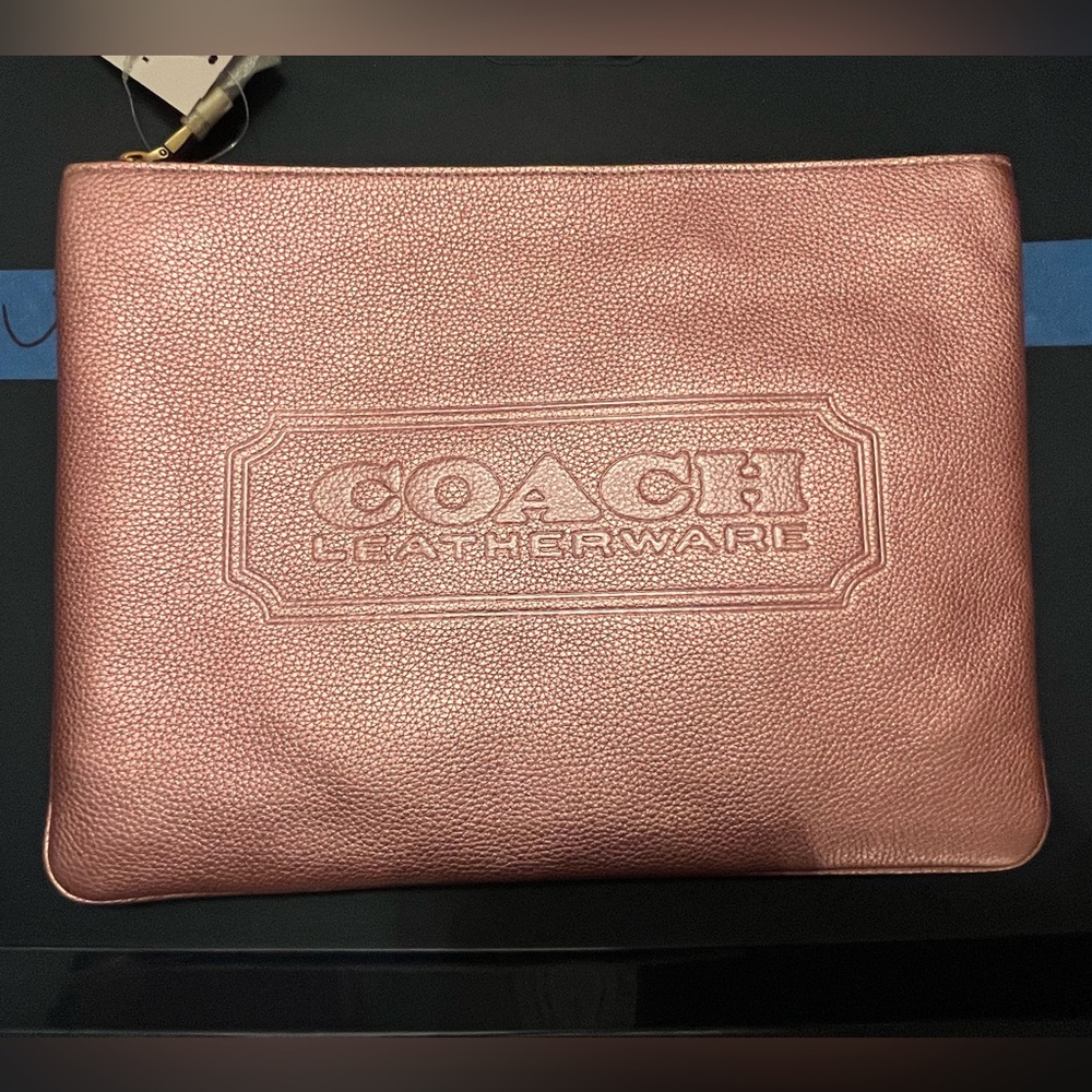 Coach Metallic Pink oversized Clutch Wallet